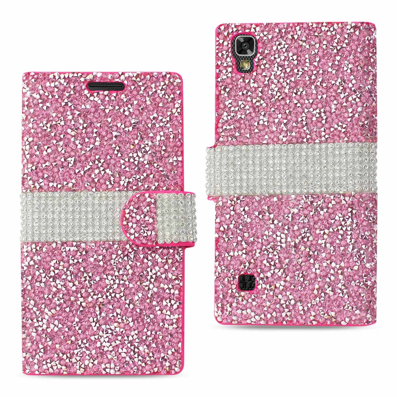 Wallet Case Diamond Rhinestone LG X Power/ K6 Pink Color