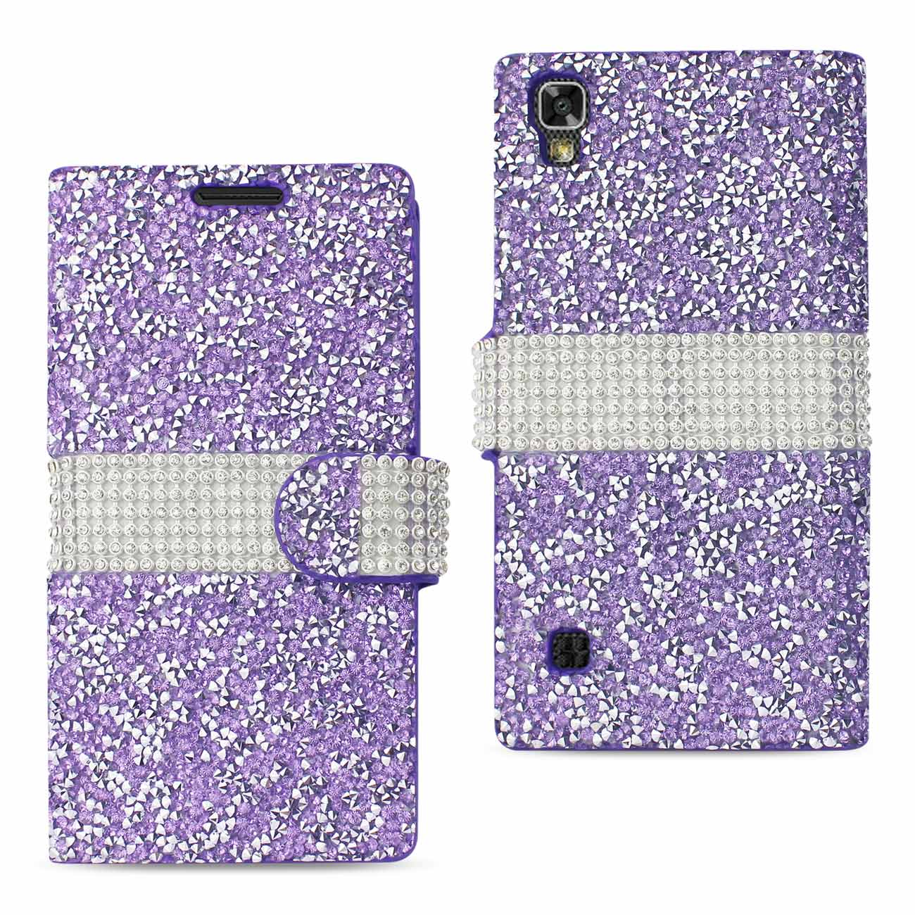 Wallet Case Diamond Rhinestone LG X Power/ K6 Purple Color