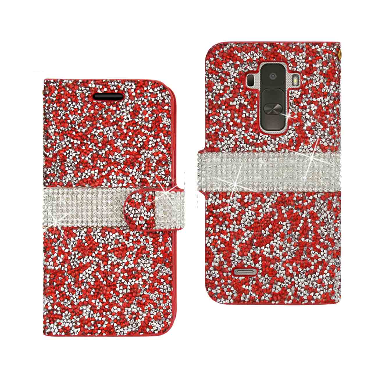 Wallet Case Diamond Rhinestone LG G Stylo Red Color