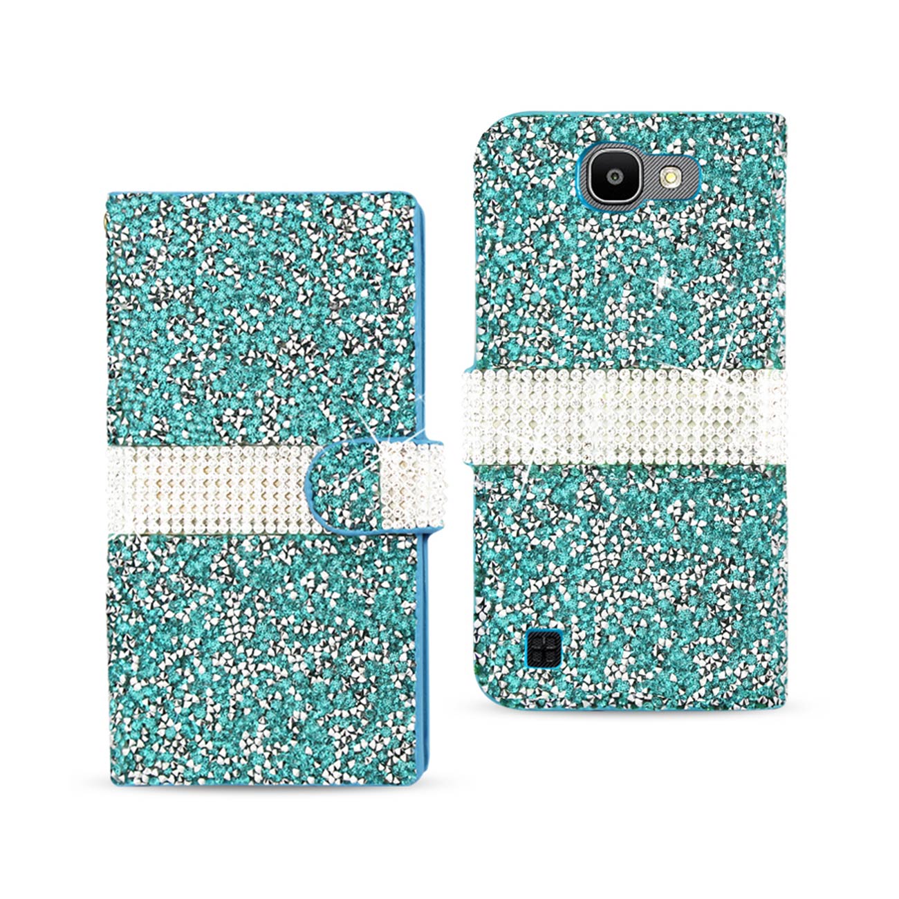 Wallet Case Diamond Rhinestone LG Spree Blue Color