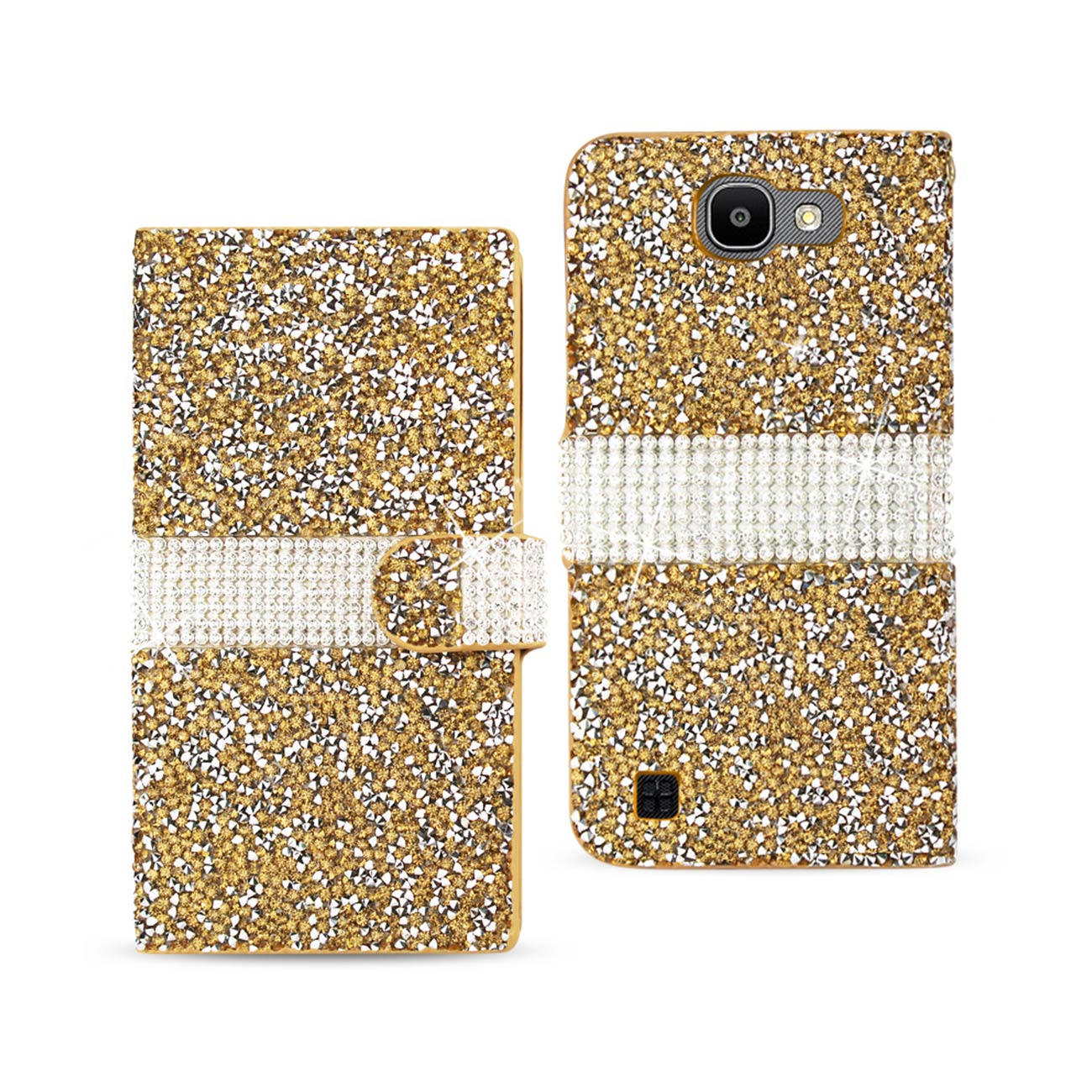 Wallet Case Diamond Rhinestone LG Spree Gold Color