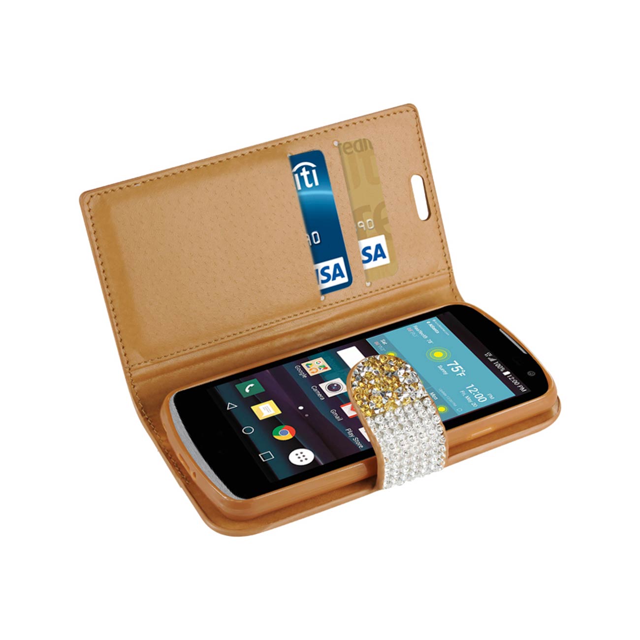 Wallet Case Diamond Rhinestone LG Spree Gold Color