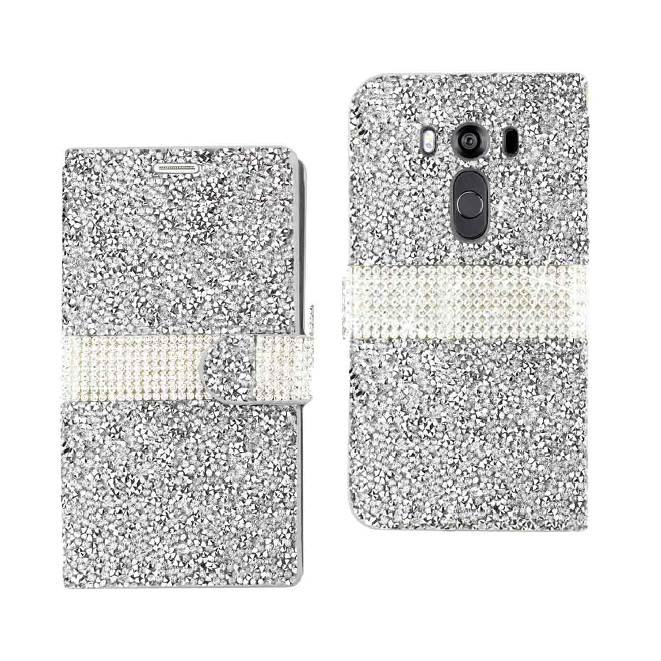 Wallet Case Diamond Rhinestone LG V10 Silver Color