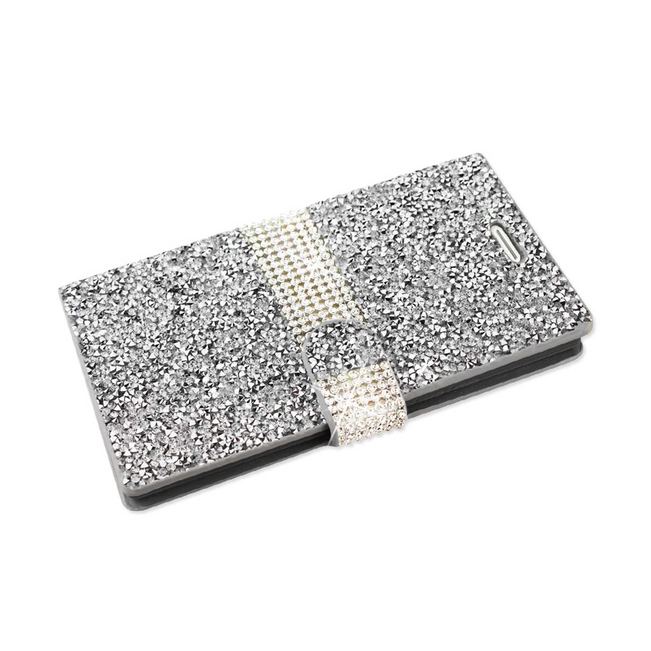Wallet Case Diamond Rhinestone LG V10 Silver Color