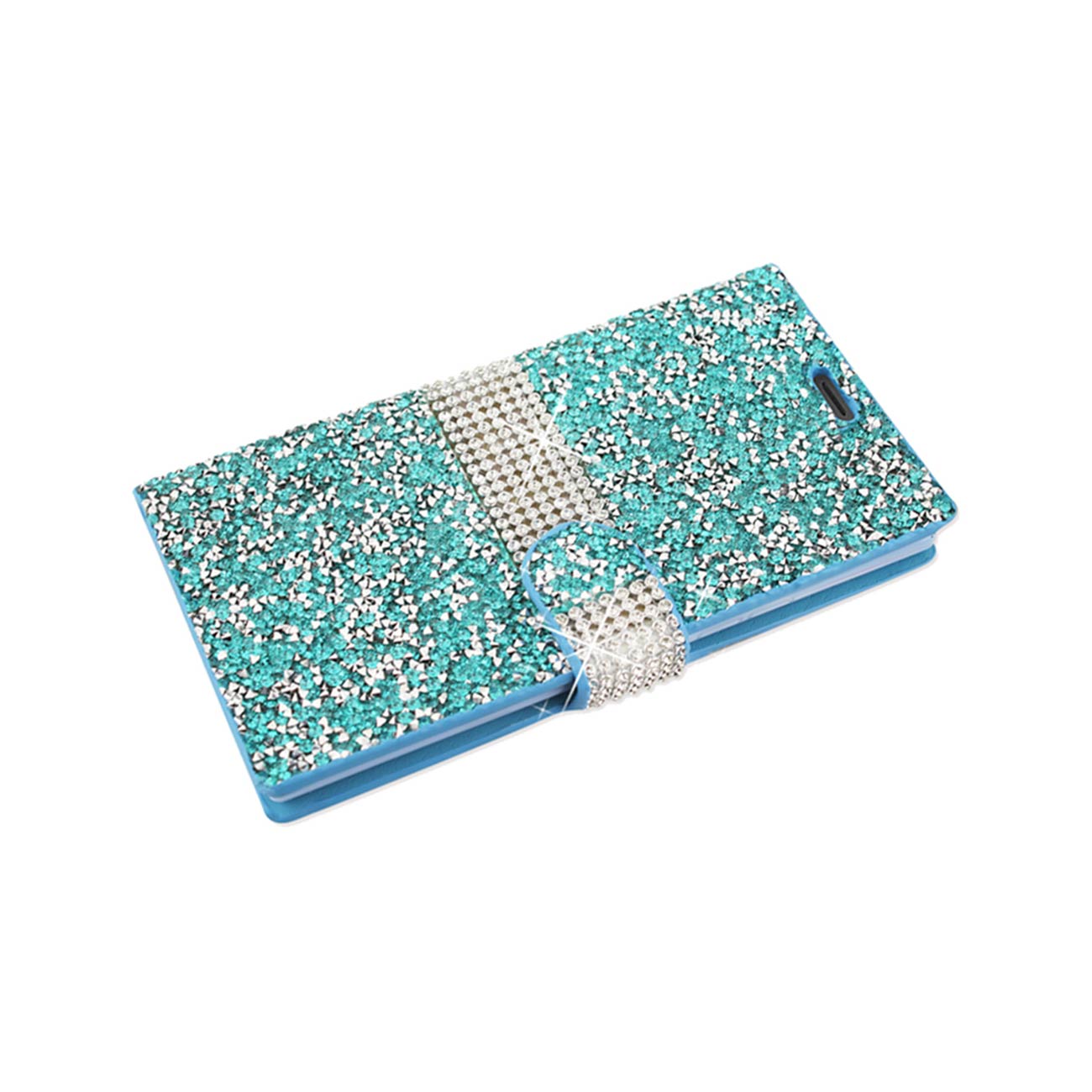 Wallet Case Diamond Rhinestone Samsung Galaxy S7 Edge Blue Color