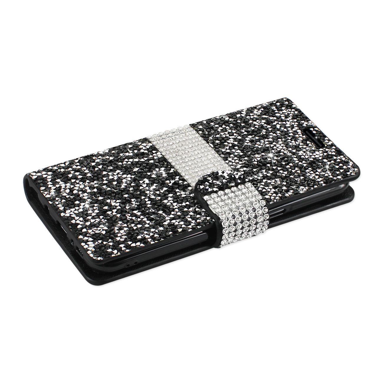 Wallet Case Diamond Rhinestone Samsung Galaxy S8 Edge/ S8 Plus Black Color