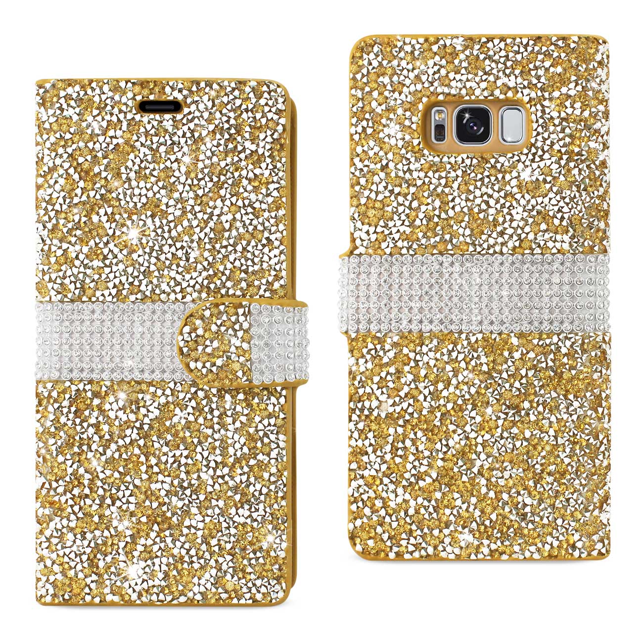 Wallet Case Diamond Rhinestone Samsung Galaxy S8 Edge / S8 Plus Gold Color