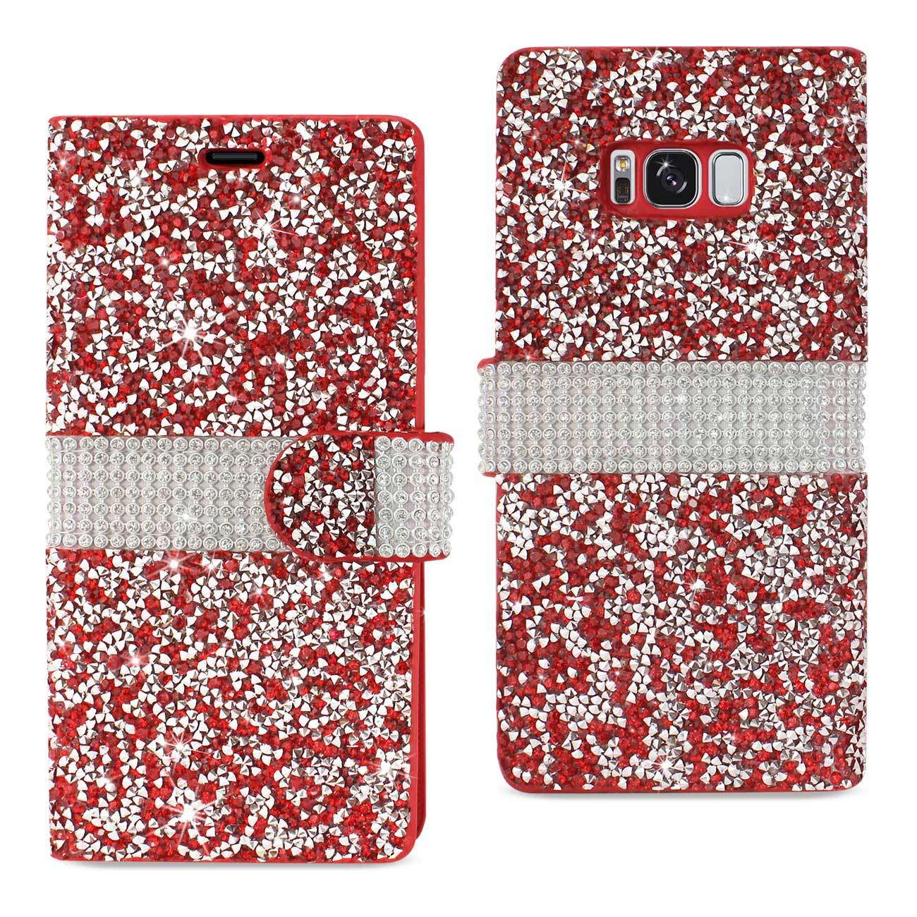 Wallet Case Diamond Rhinestone SAMSUNG GALAXY S8 EDGE/S8 Plus Red Color