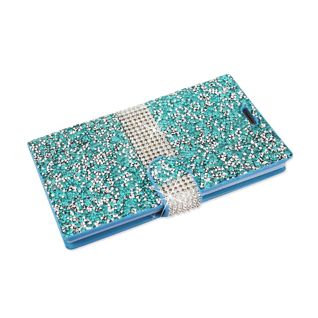 Wallet Case Diamond Rhinestone Samsung Galaxy J3 Blue Color