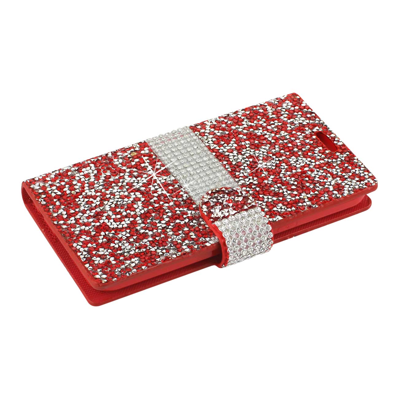 Wallet Case Diamond Rhinestone Samsung Galaxy J3 Emerge Red Color