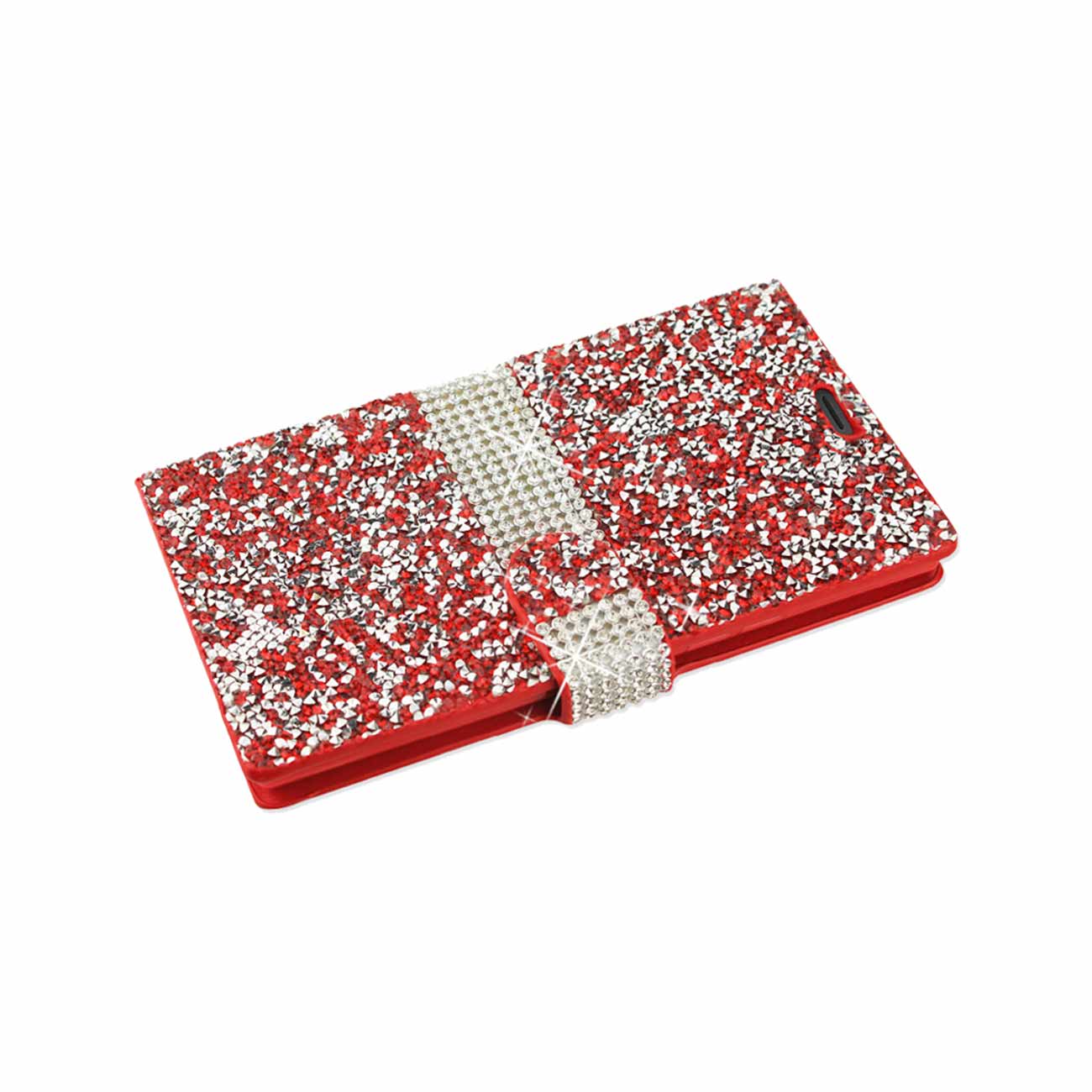 Wallet Case Diamond Rhinestone Samsung Galaxy J3 Red Color