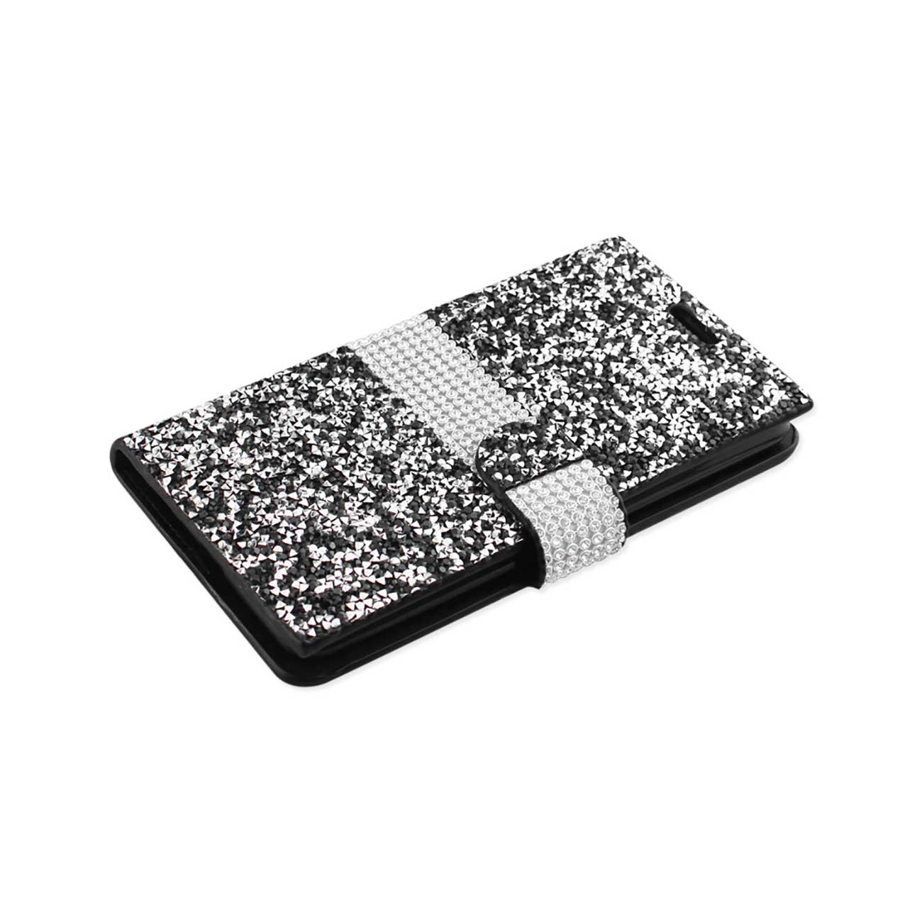 Wallet Case Diamond Rhinestone Samsung Galaxy J7 Black Color