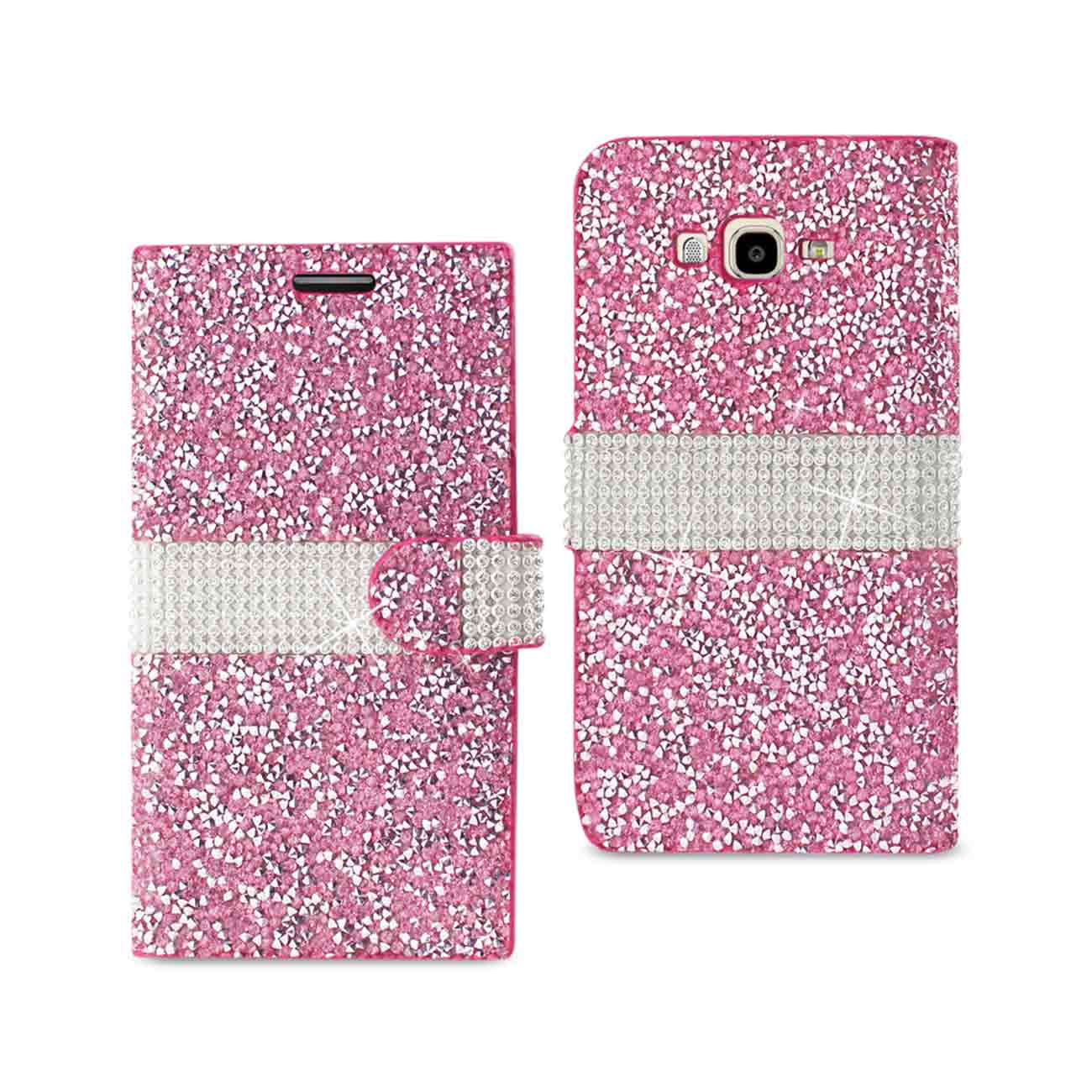 Wallet Case Diamond Rhinestone Samsung Galaxy J7 Pink Color