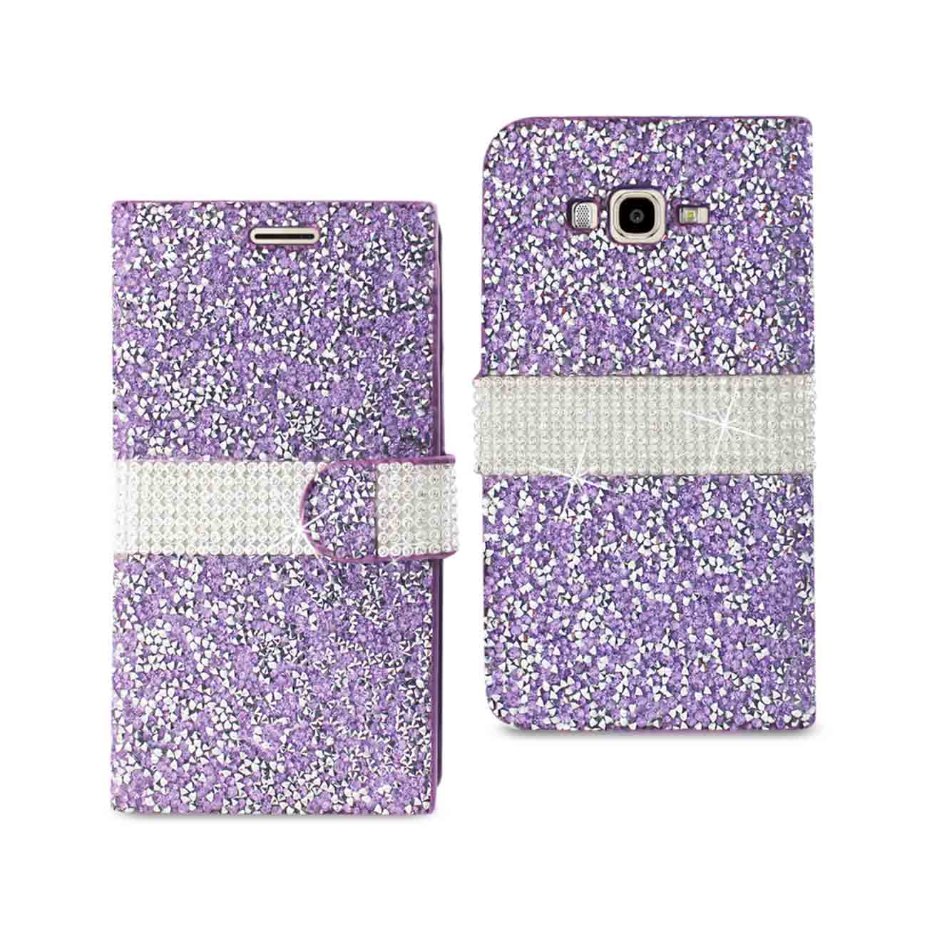 Wallet Case Diamond Rhinestone Samsung Galaxy J7 Purple Color