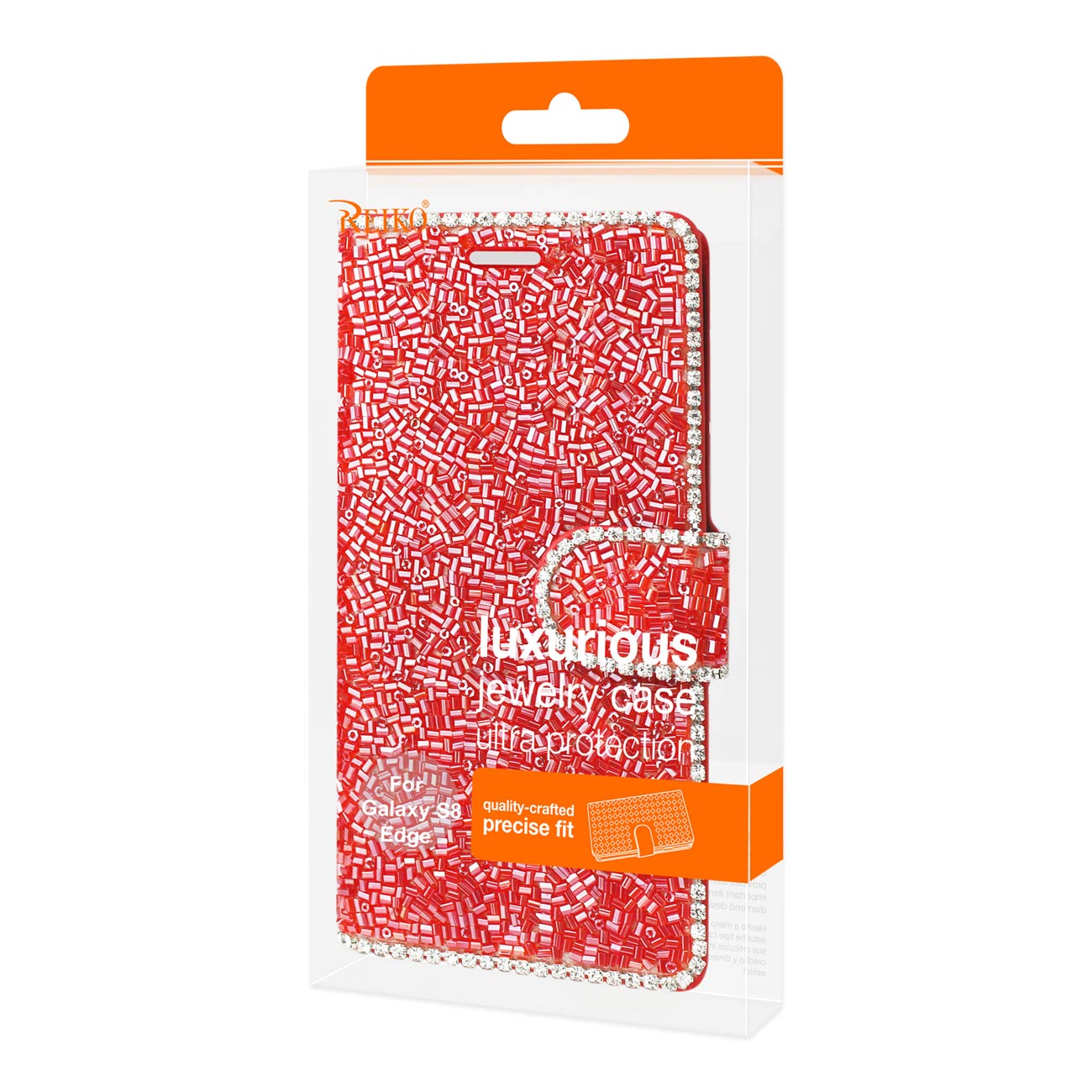 Wallet Case Bead Diamond Samsung Galaxy S8 Edge/ S8 Plus Red Color