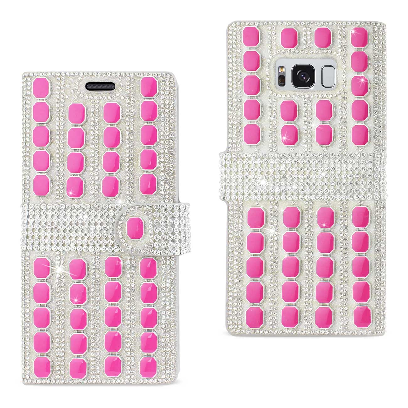 Wallet Case Octagon Diamond Samsung Galaxy S8/ SM Hot Pink Color
