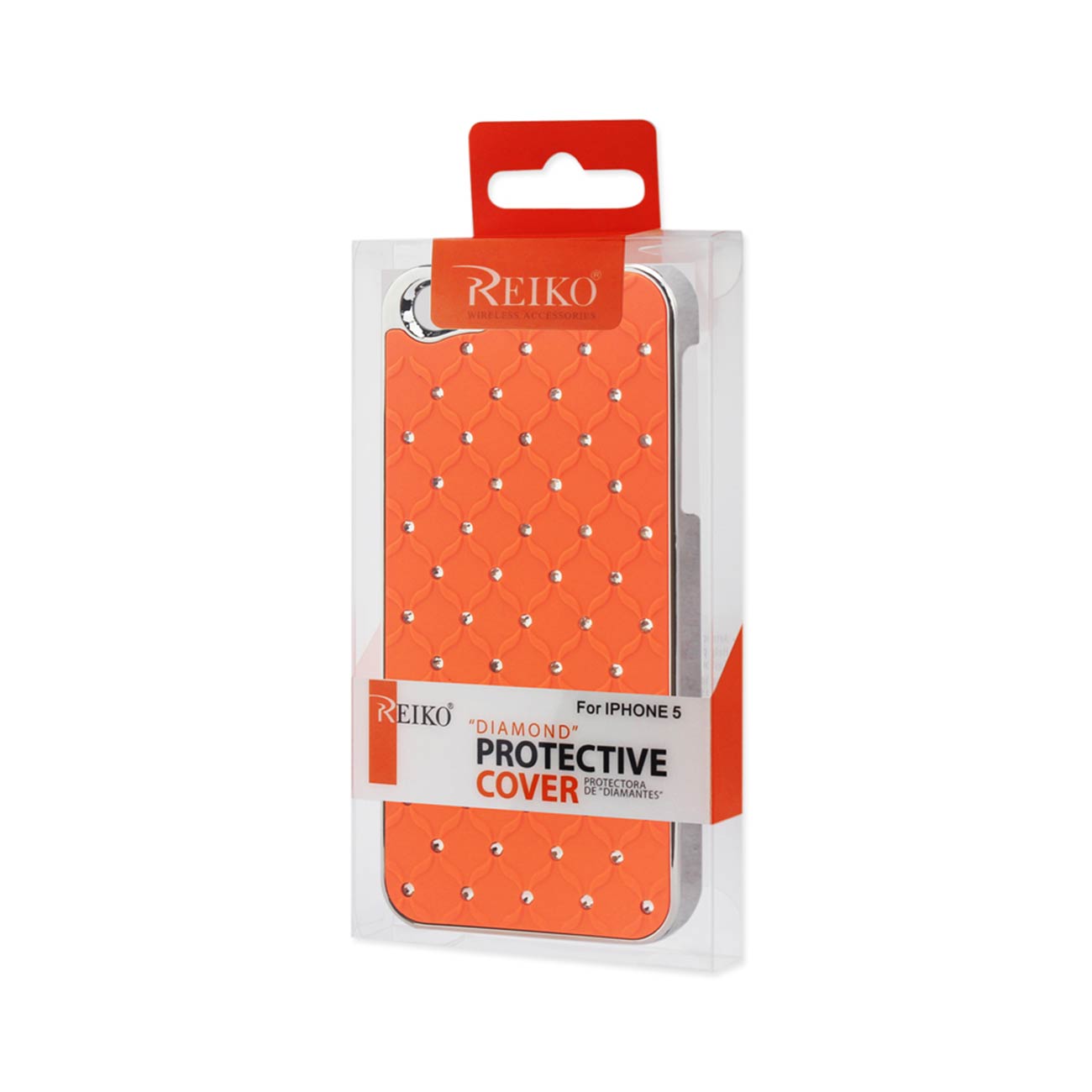 Case Metal Plated Jewelry Diamond Studs iPhone 5/ 5S/ SE Orange Color