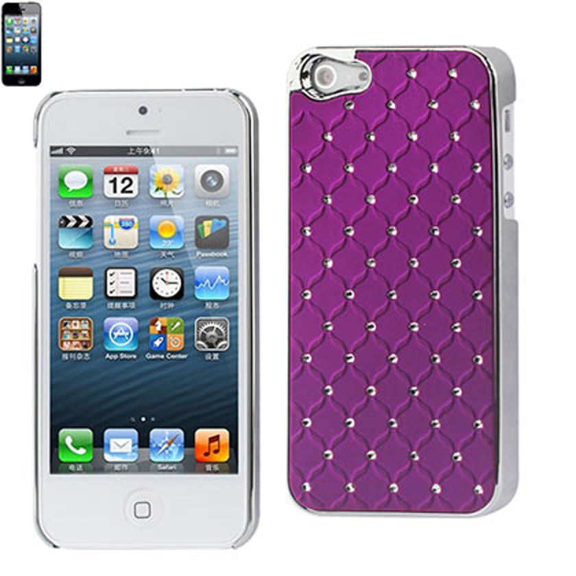 Case Metal Plated Jewelry Diamond Studs iPhone 5/ 5S/ SE Purple Color