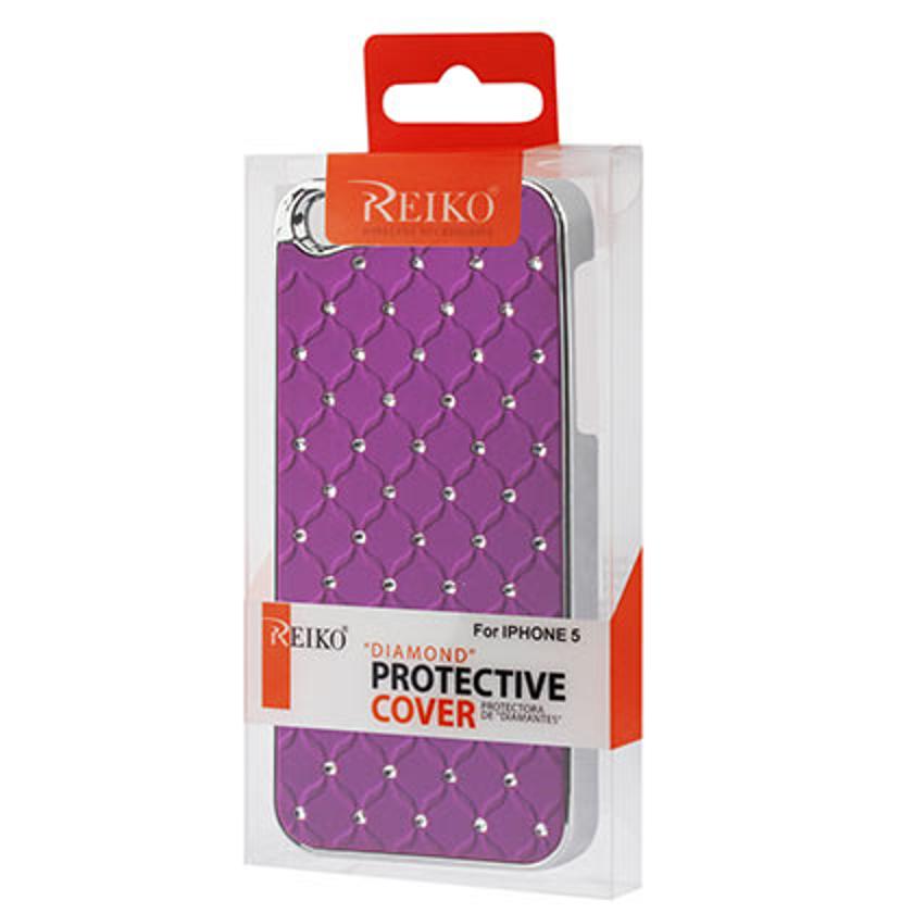 Case Metal Plated Jewelry Diamond Studs iPhone 5/ 5S/ SE Purple Color
