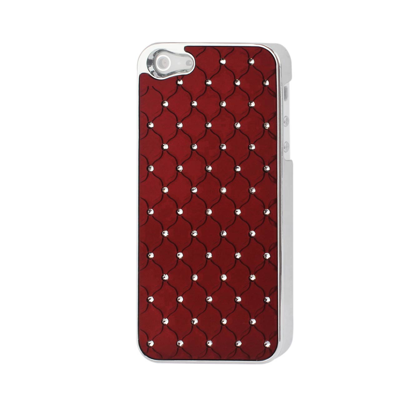 Case Metal Plated Jewelry Diamond Studs iPhone 5/ 5S/ SE Red Color