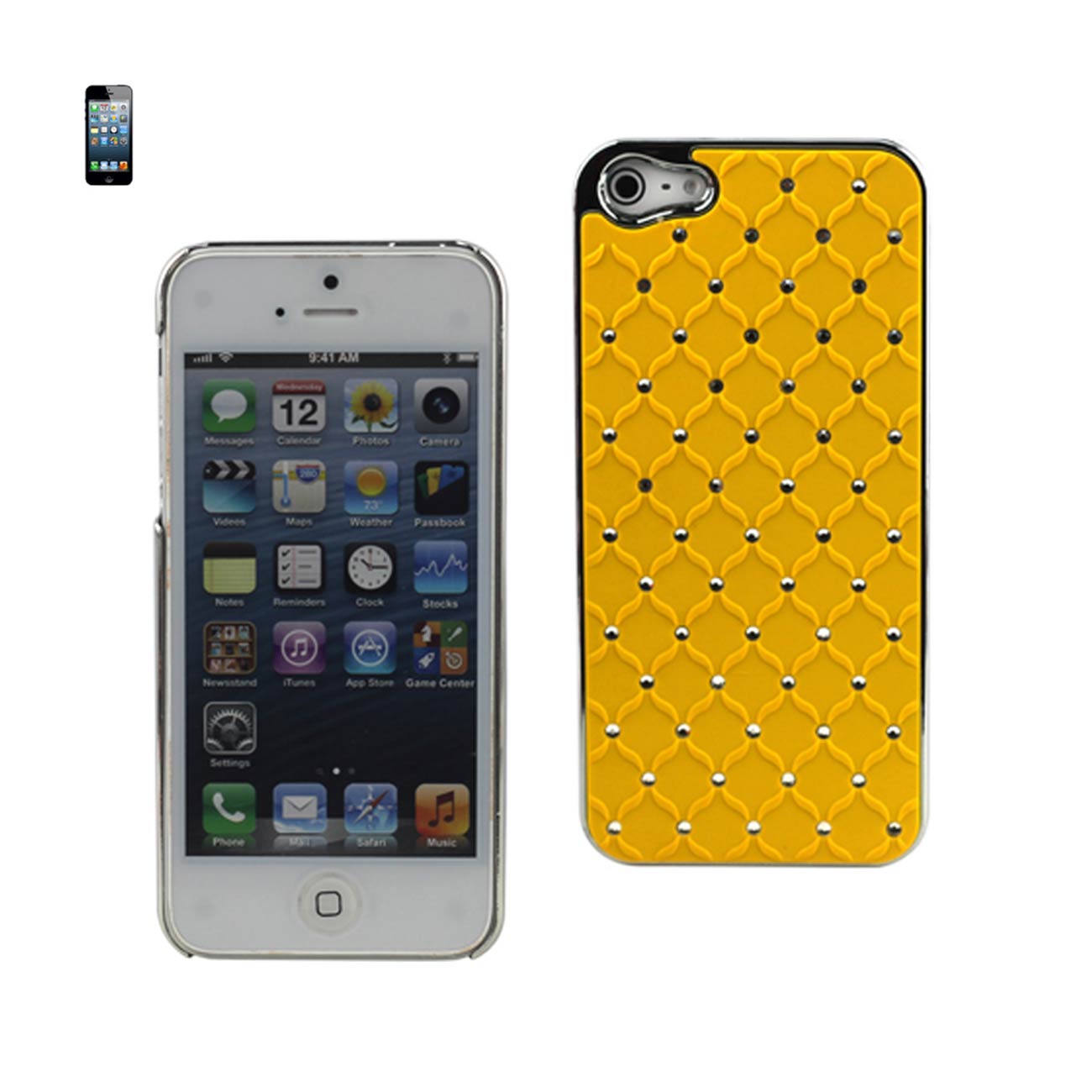 Case Metal Plated Jewelry Diamond Studs iPhone 5/ 5S/ SE Yellow Color