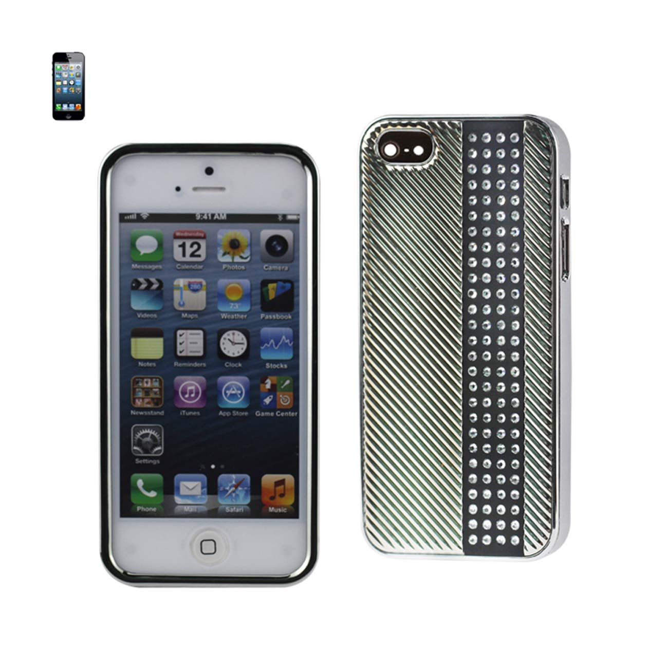 Case Metal Plated Jewelry Rhinestone iPhone SE/ 5S/ 5 Black Color