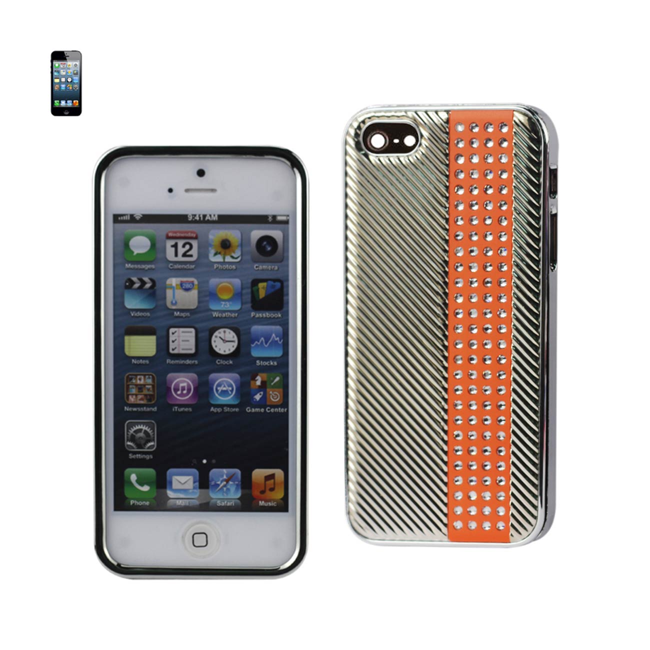 Reiko iPhone Se/ 5S/ 5 Jewelry Rhinestone Metal Plated Case In Orange