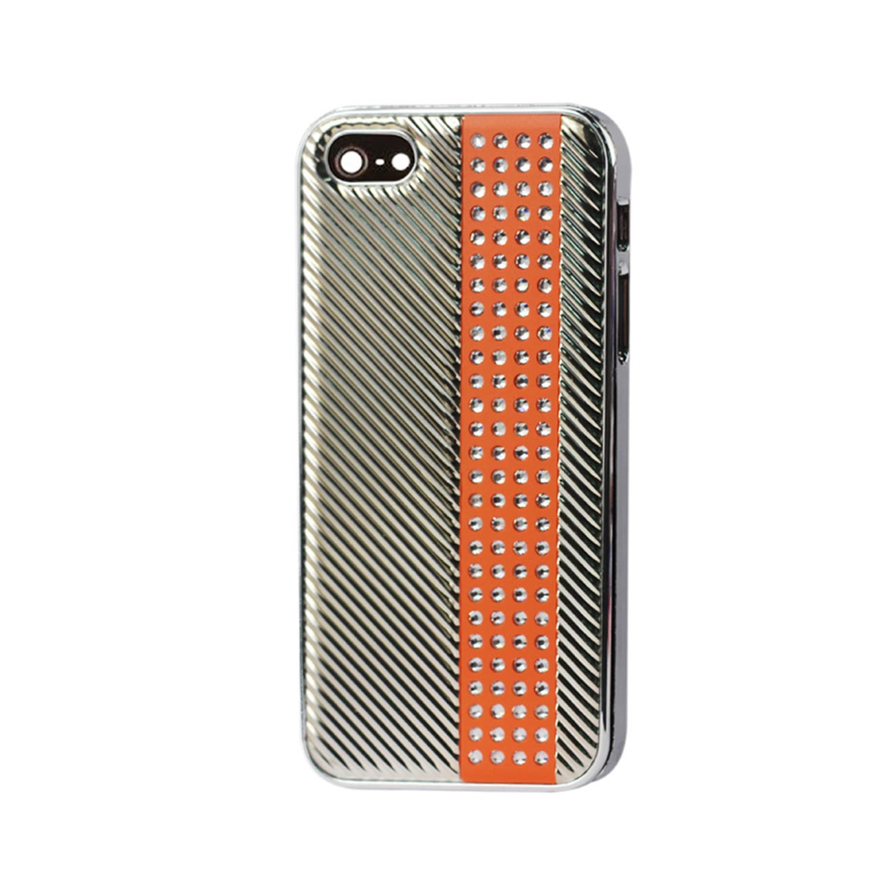 Reiko iPhone Se/ 5S/ 5 Jewelry Rhinestone Metal Plated Case In Orange