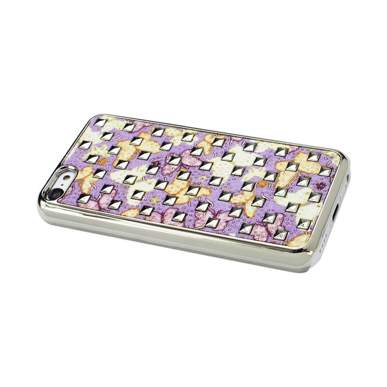 Case Studded Plating Rivets Butterflies Design iPhone 5C Purple Color