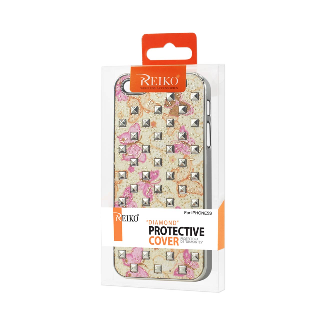 Case Studded Plating Rivets Butterflies Design iPhone SE/ 5S/ 5 Hot Pink Color