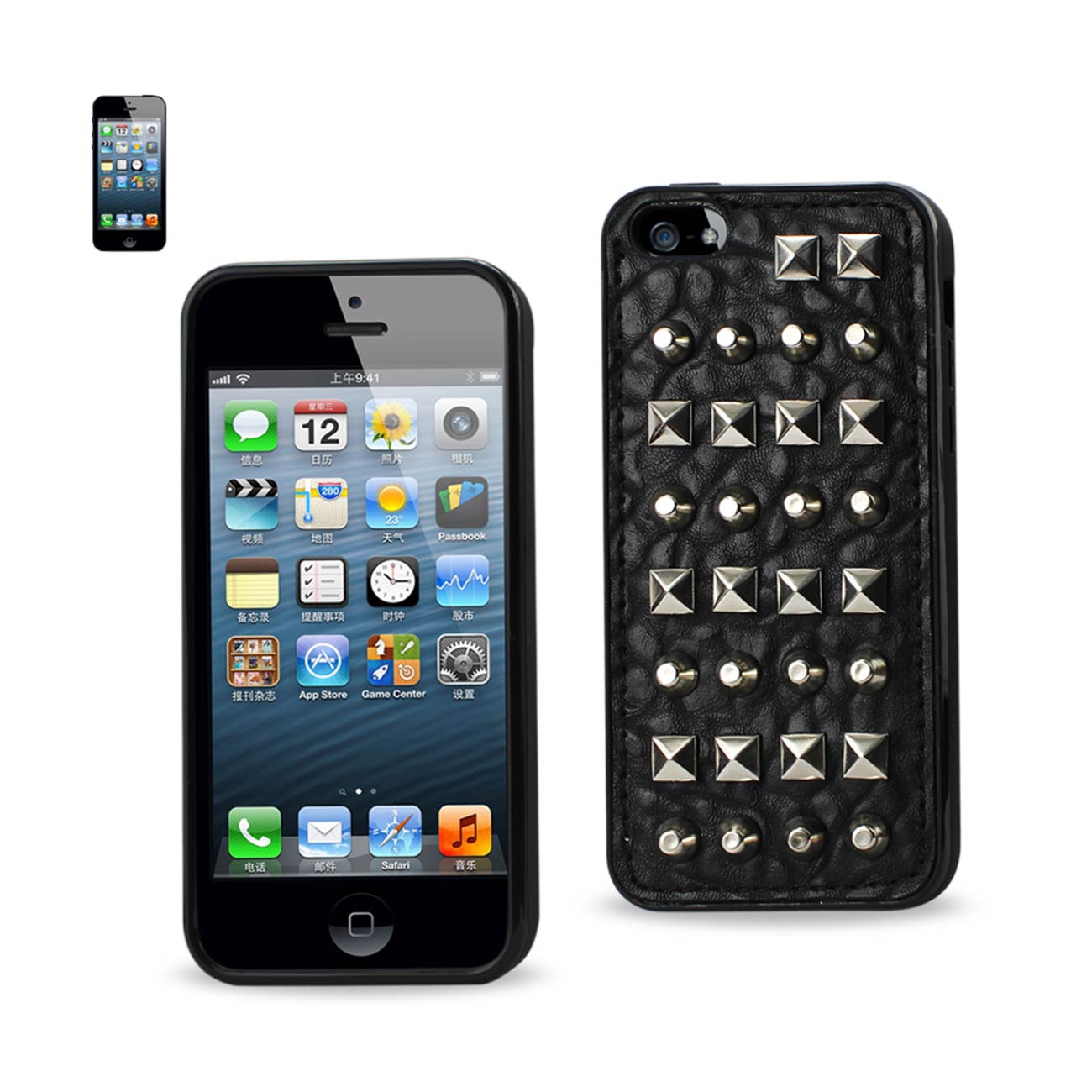 Case Sphere And Rhombus Studs iPhone 5/ iPhone SE Black Color
