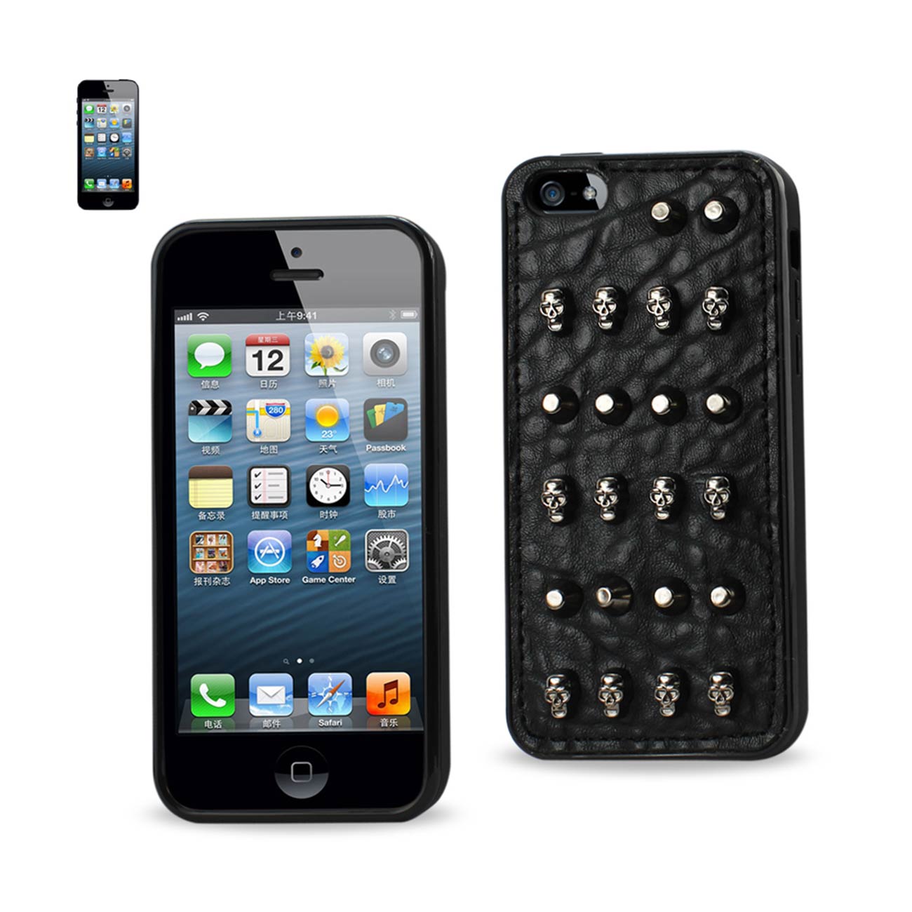 Case Sphere And Skull Studs iPhone 5/ iPhone SE Black Color