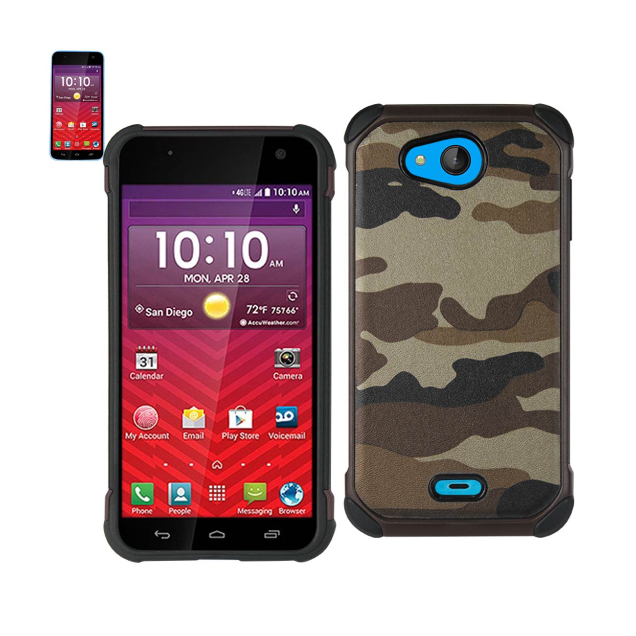 Kyocera Hydro Wave Hybrid Leather Camouflage Case In Army Brown