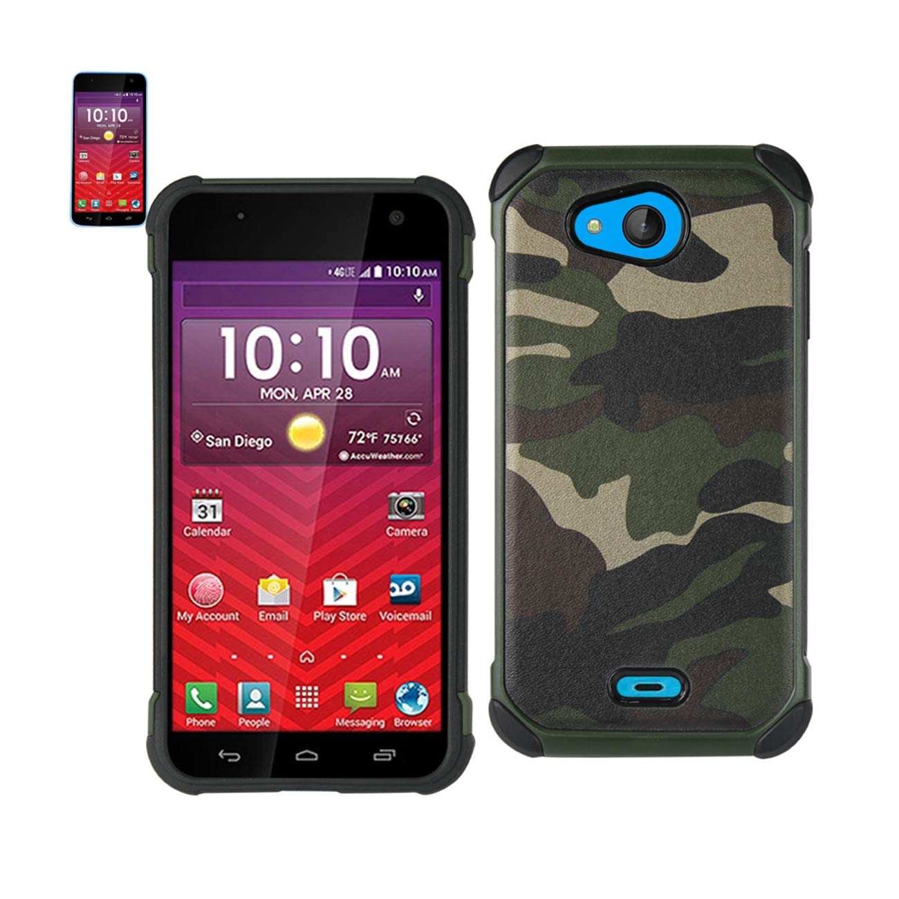 Kyocera Hydro Wave Hybrid Leather Camouflage Case In Army Green