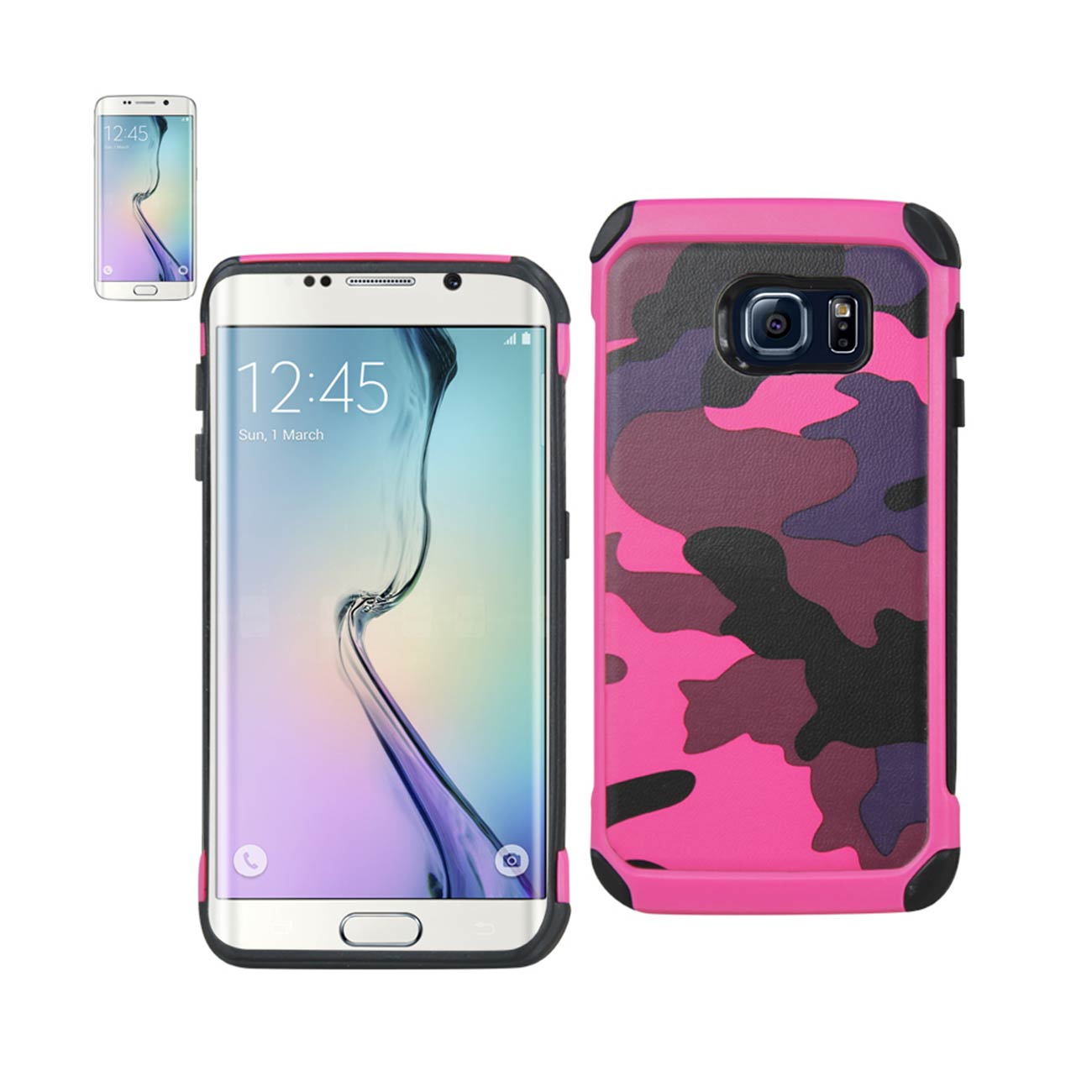 Samsung Galaxy S6 Edge Hybrid Leather Camouflage Case In Pink