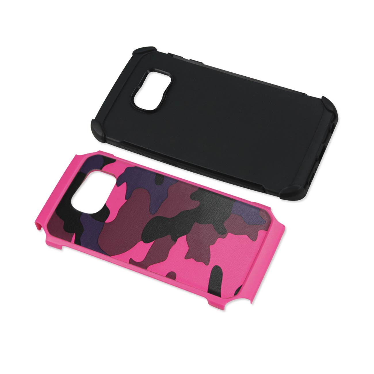 Samsung Galaxy S6 Edge Hybrid Leather Camouflage Case In Pink