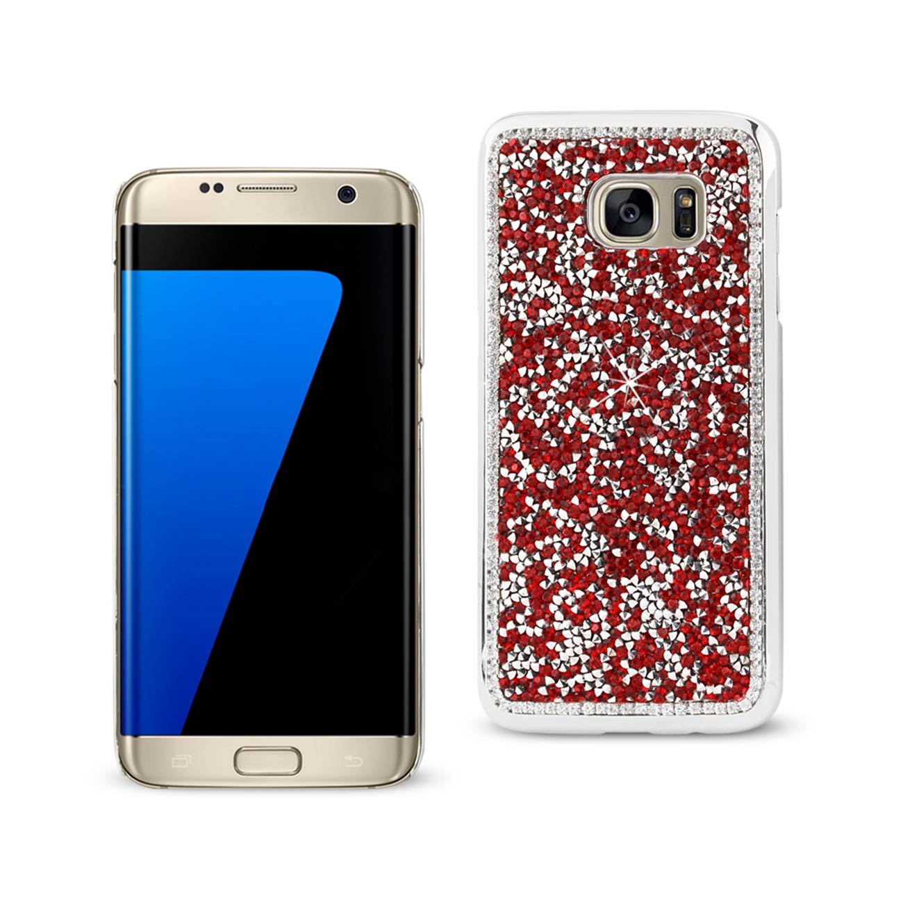 Case Jewelry Bling Rhinestone Samsung Galaxy S7 Edge Red Color