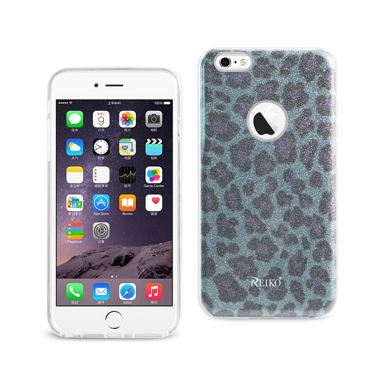 iPhone 6 Plus/ 6S Plus Shine Glitter Shimmer Leopard Hybrid Case In Blue