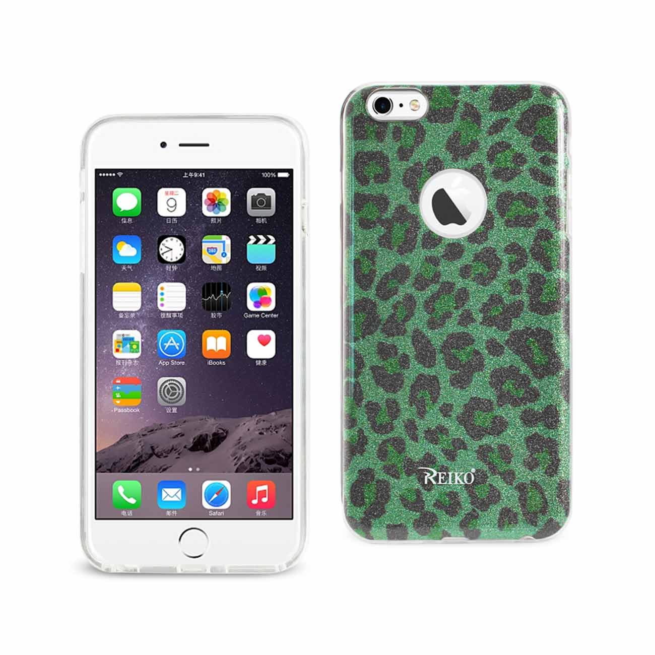 Case Hybrid Shine Glitter Shimmer Leopard iPhone 6 Plus/ 6S Plus Green Color
