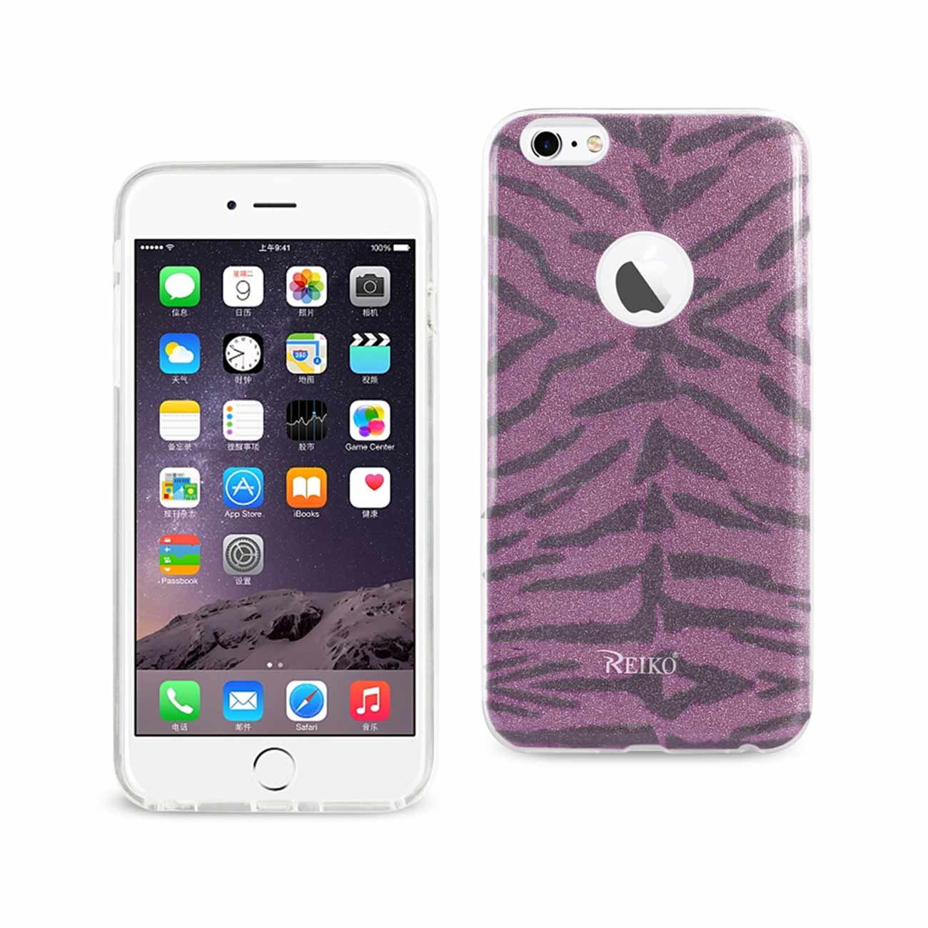 Case Hybrid Shine Glitter Shimmer Tiger Stripe iPhone 6 Plus/ 6S Plus Purple Color