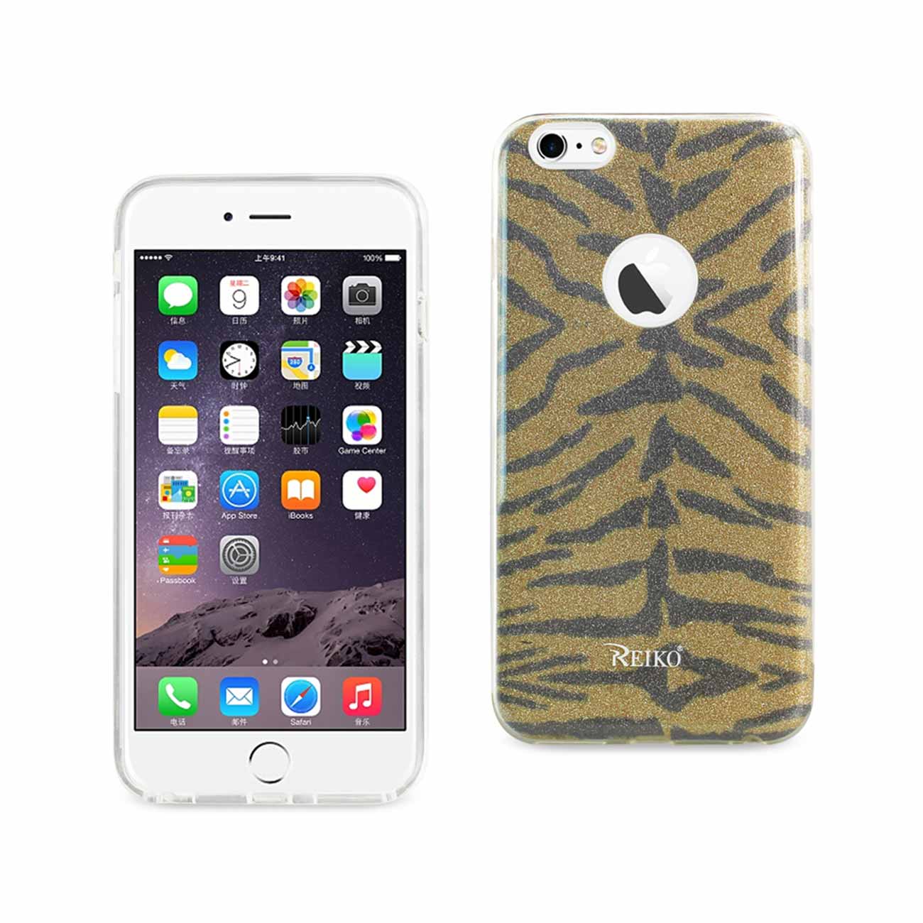 Case Hybrid Shine Glitter Shimmer Tiger Stripe iPhone 6 Plus/ 6S Plus Yellow Color