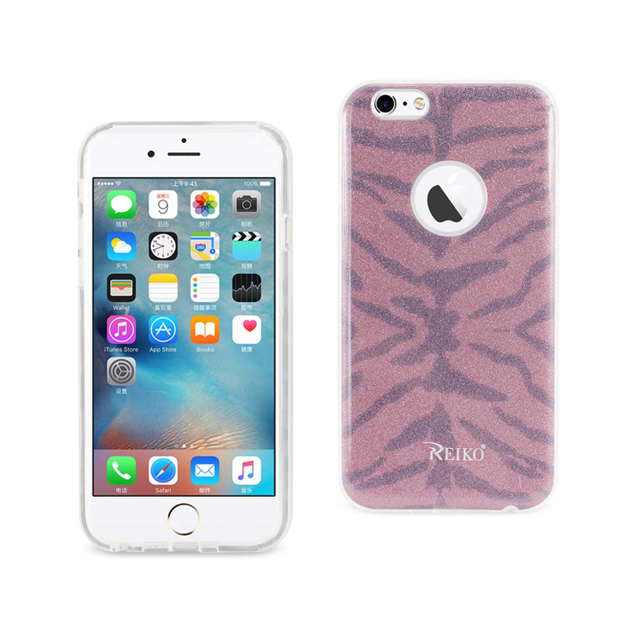 Case Hybrid Shine Glitter Shimmer Tiger Stripe iPhone 6/ 6S Hot Pink Color