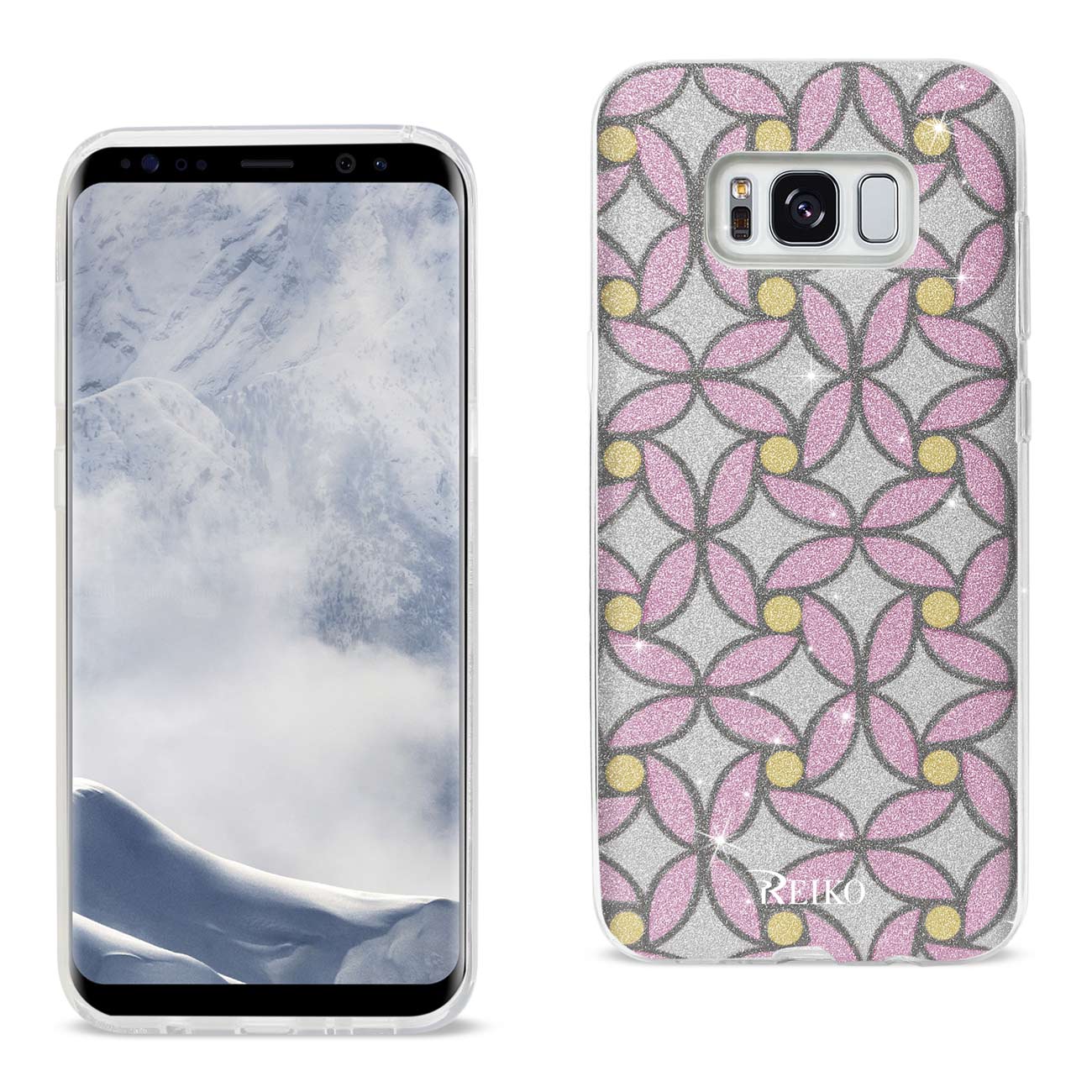 Case Hybrid Shine Glitter Shimmer Flower Samsung Galaxy S8 Edge/ S8 Plus Pink Color