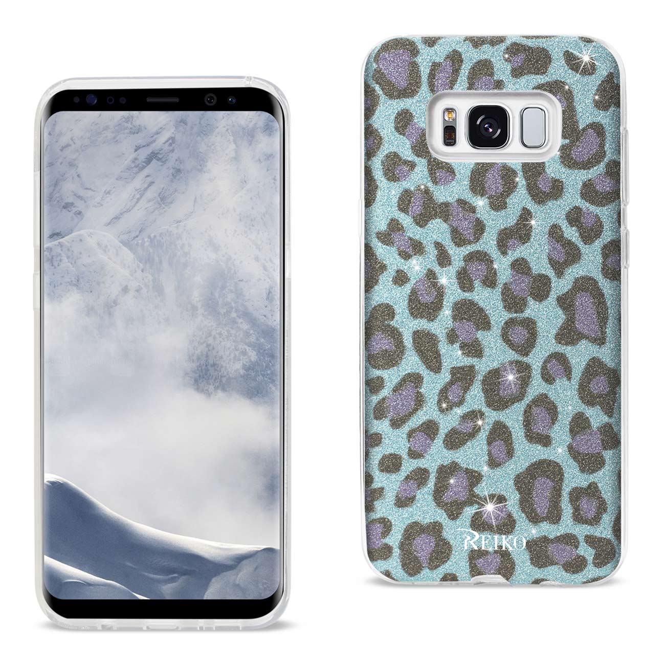 Case Hybrid Shine Glitter Shimmer Leopard Samsung Galaxy S8 Edge/ S8 Plus Blue Color