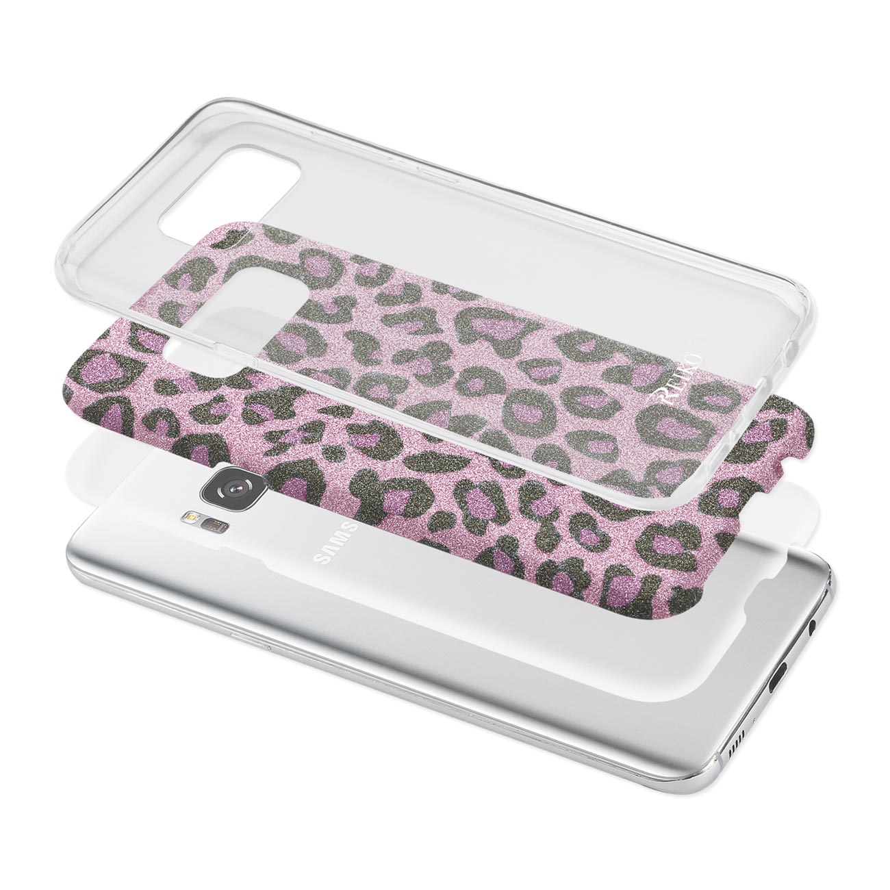 Case Hybrid Shine Glitter Shimmer Leopard Samsung Galaxy S8 Edge/ S8 Plus Pink Color