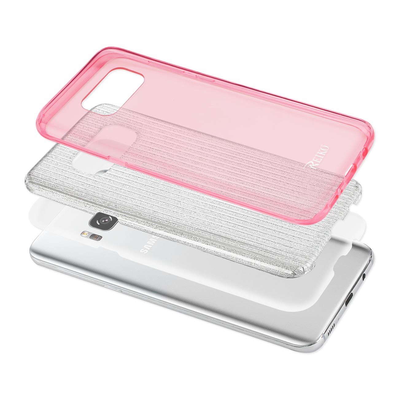 Case Hybrid Shine Glitter Shimmer Stripe Samsung Galaxy S8 Edge / S8 Plus Linear Pink Color