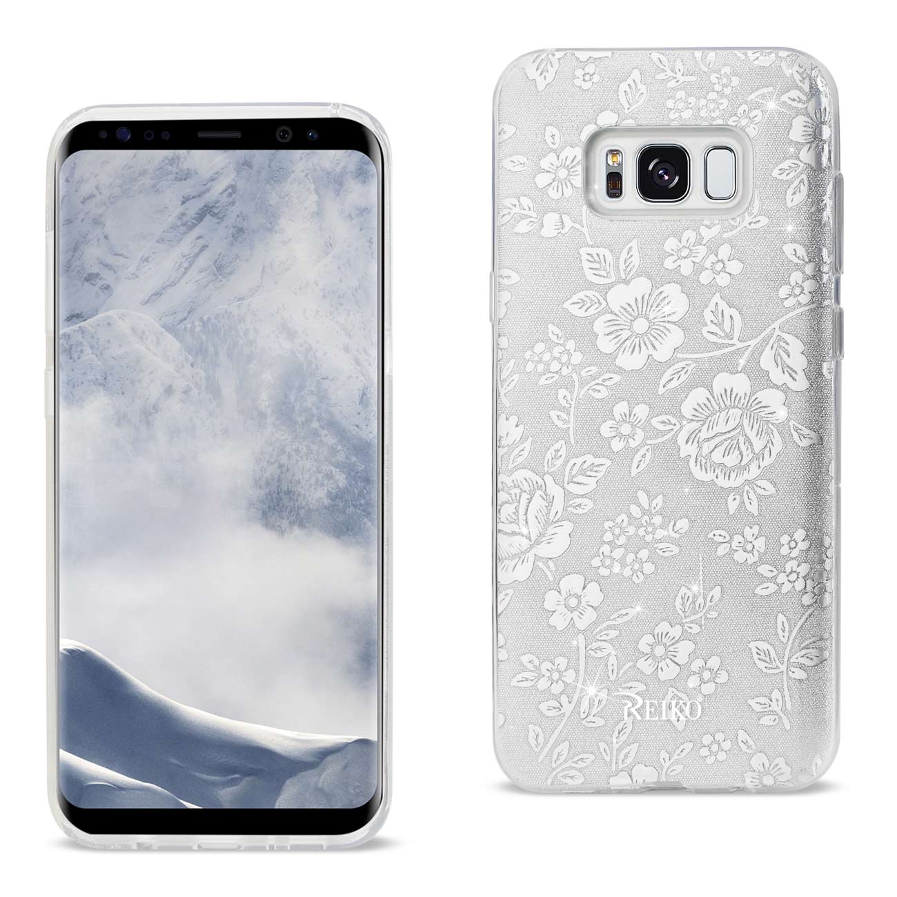 Case Hybrid Shine Glitter Shimmer Plum Blossom Samsung Galaxy S8/ SM Silver Color