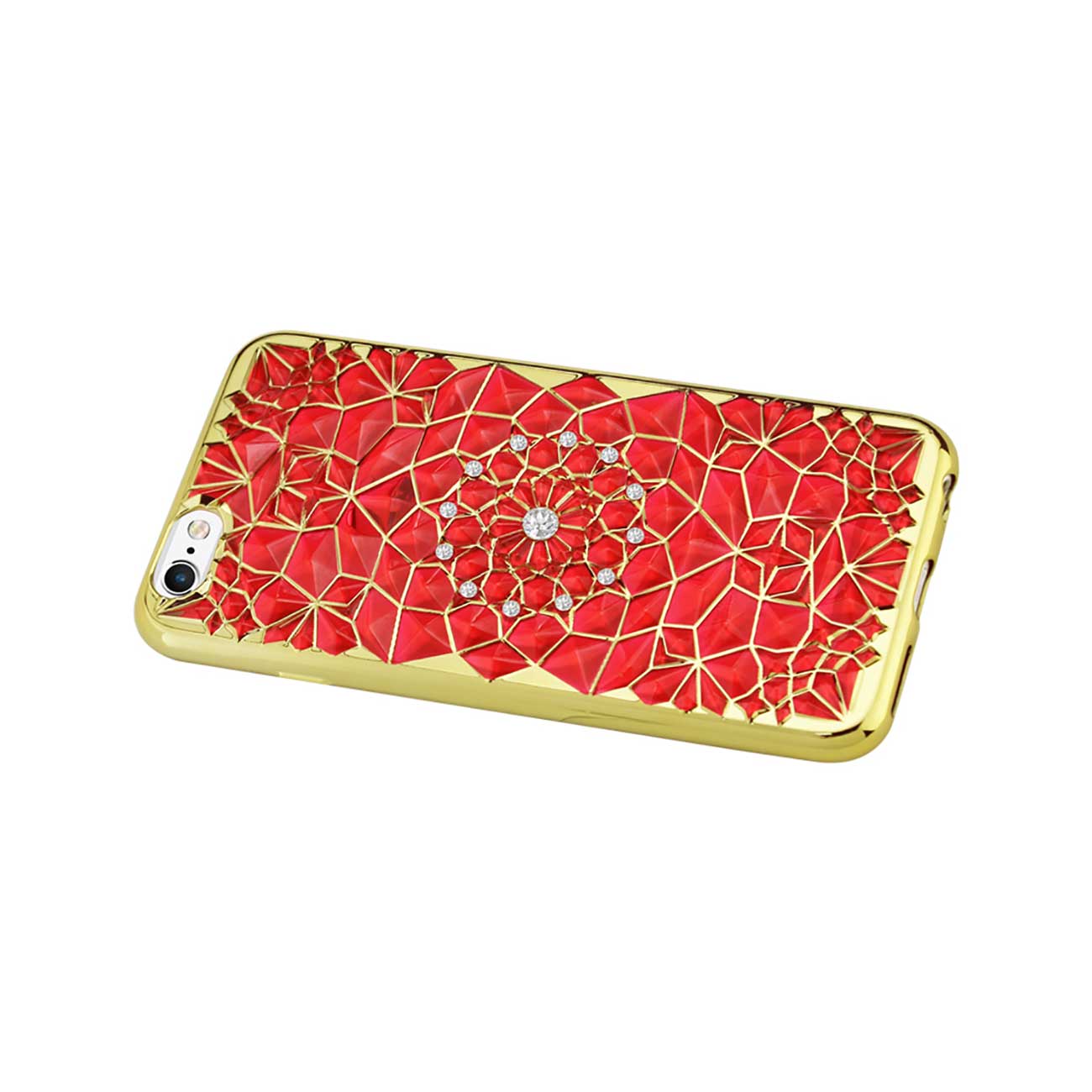Case TPU Soft Sparkling Diamond Sunflower Design iPhone 6 Plus/ 6S Plus Red Color
