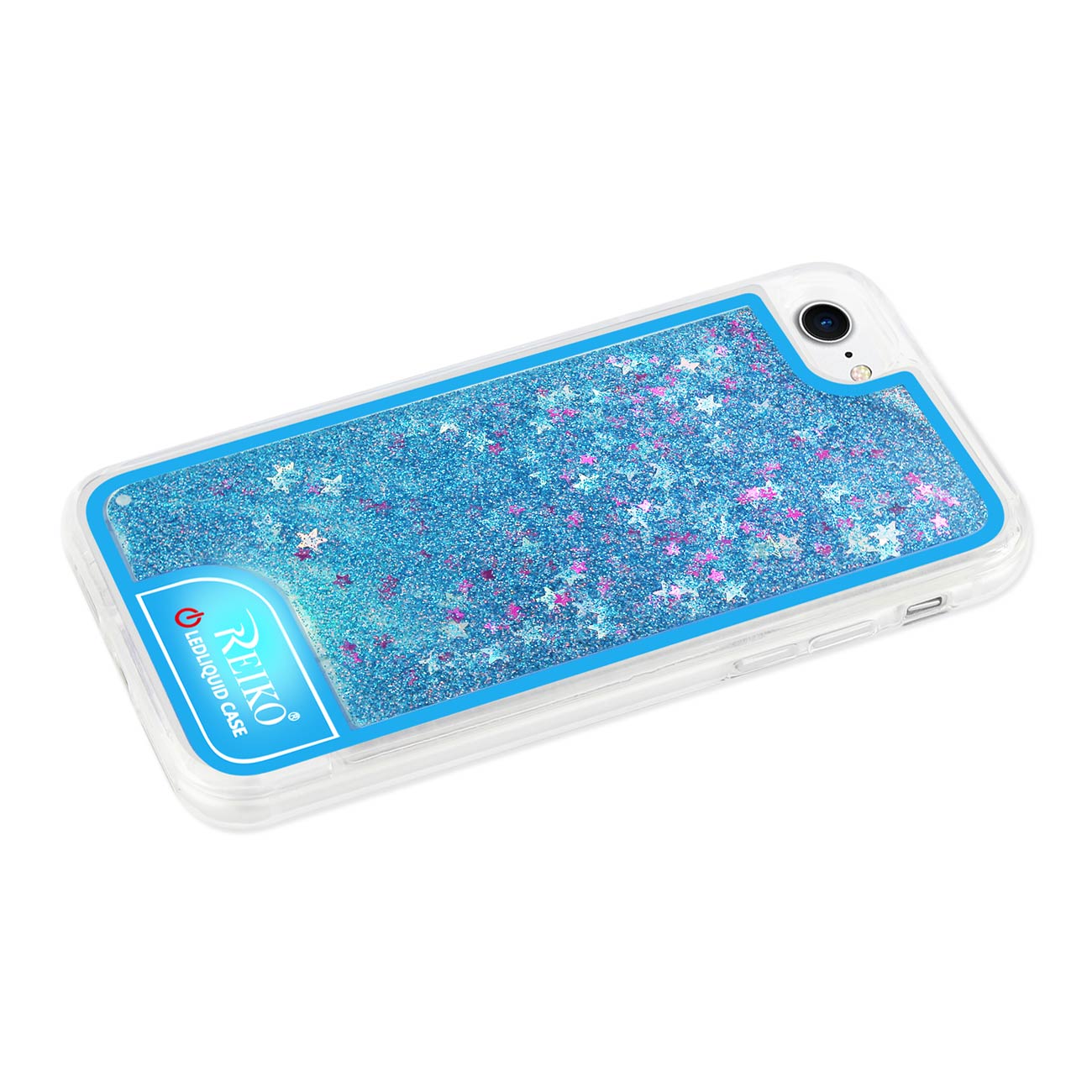 Case With Flowing Glitter And Led Effect iPhone 7/ 8/ SE2 Blue Color