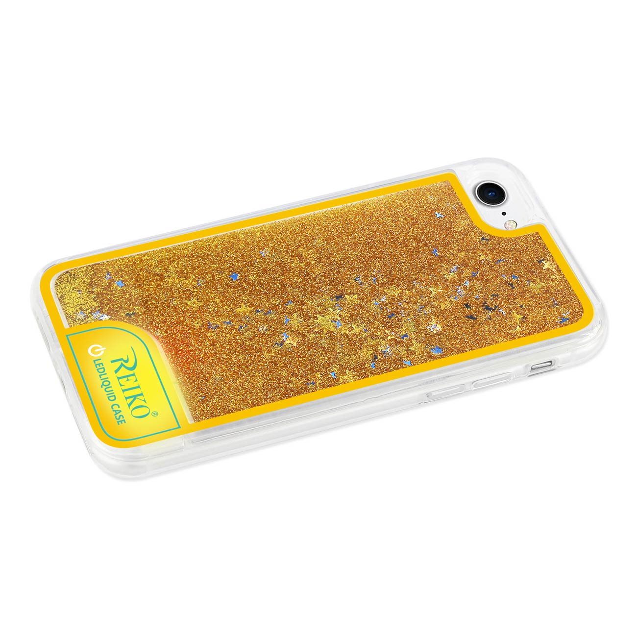 Case With Flowing Glitter And Led Effect iPhone 7/ 8/ SE2 Yellow Color